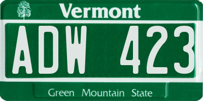 VT license plate ADW423