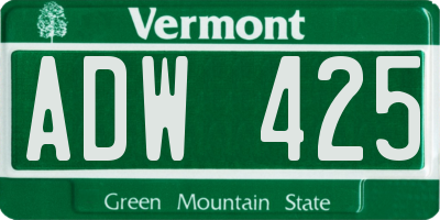 VT license plate ADW425