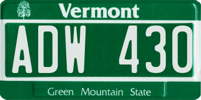 VT license plate ADW430