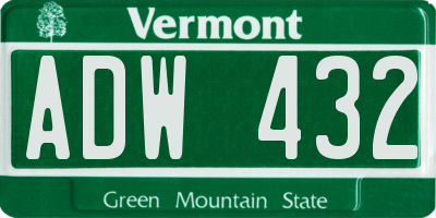 VT license plate ADW432
