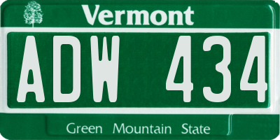 VT license plate ADW434