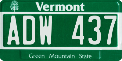 VT license plate ADW437