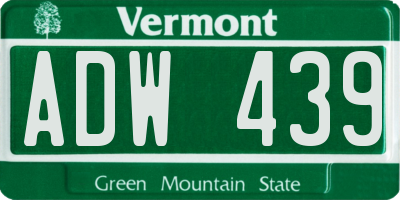 VT license plate ADW439