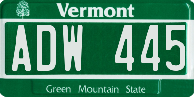 VT license plate ADW445