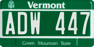 VT license plate ADW447