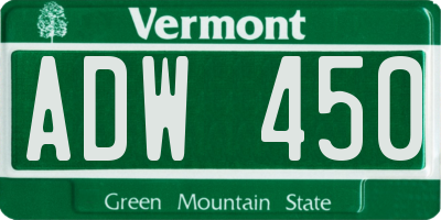 VT license plate ADW450