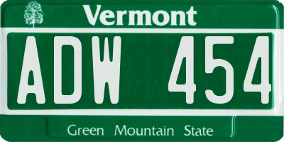 VT license plate ADW454