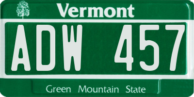 VT license plate ADW457