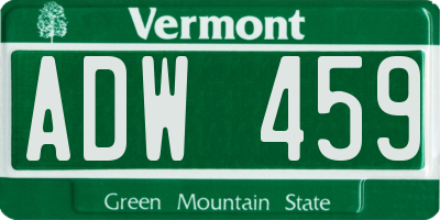 VT license plate ADW459