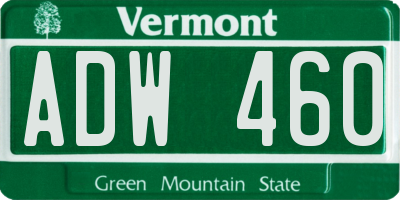 VT license plate ADW460