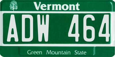 VT license plate ADW464