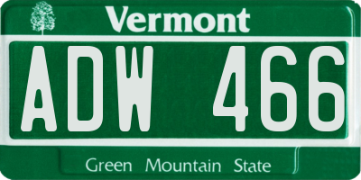 VT license plate ADW466