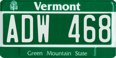 VT license plate ADW468