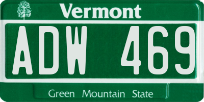 VT license plate ADW469