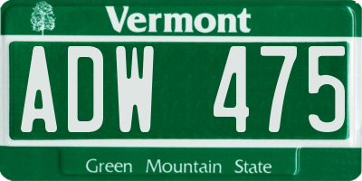 VT license plate ADW475