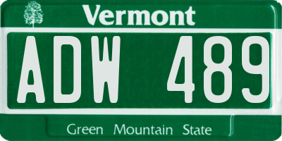 VT license plate ADW489