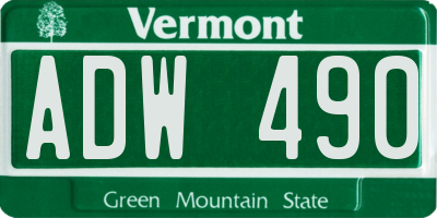 VT license plate ADW490