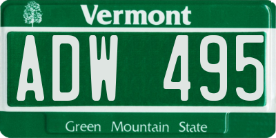 VT license plate ADW495