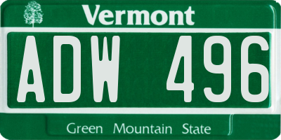 VT license plate ADW496