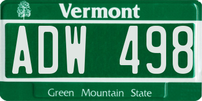 VT license plate ADW498