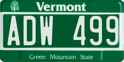 VT license plate ADW499