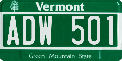 VT license plate ADW501