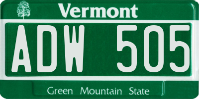 VT license plate ADW505