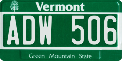 VT license plate ADW506