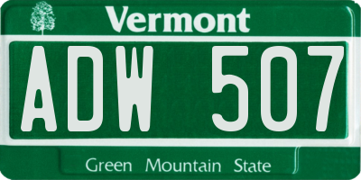 VT license plate ADW507