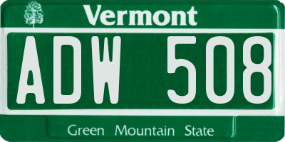 VT license plate ADW508