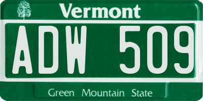 VT license plate ADW509