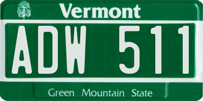 VT license plate ADW511