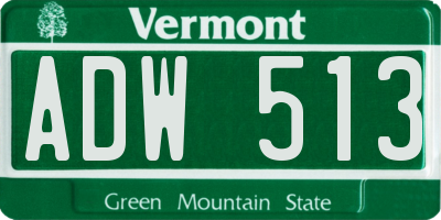 VT license plate ADW513