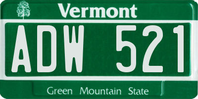 VT license plate ADW521