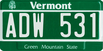 VT license plate ADW531