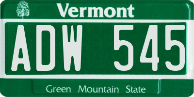 VT license plate ADW545