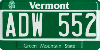 VT license plate ADW552