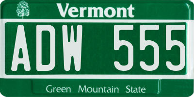 VT license plate ADW555