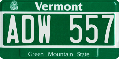 VT license plate ADW557