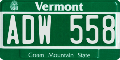 VT license plate ADW558