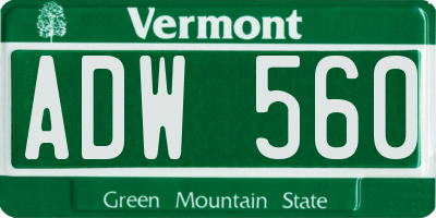 VT license plate ADW560