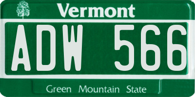 VT license plate ADW566