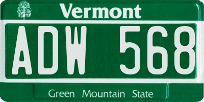 VT license plate ADW568