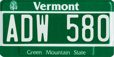 VT license plate ADW580