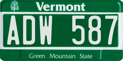 VT license plate ADW587