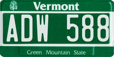 VT license plate ADW588