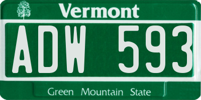 VT license plate ADW593