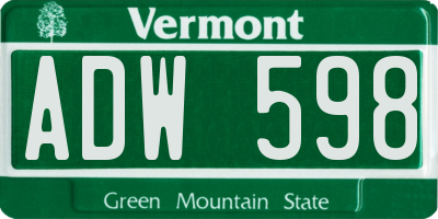 VT license plate ADW598