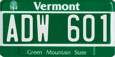 VT license plate ADW601