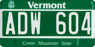 VT license plate ADW604